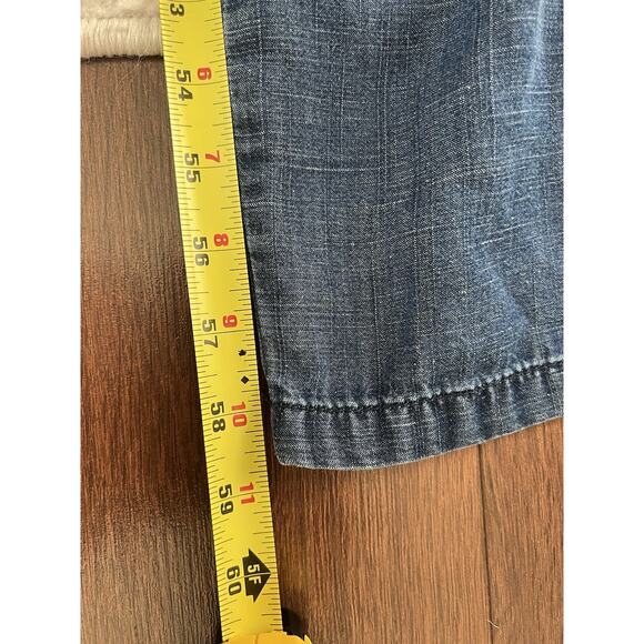 ANN TAYLOR LOFT Linen Blend Drawstring Waist Roll Tab Sleeve Denim Jumpsuit - Picture 12 of 14